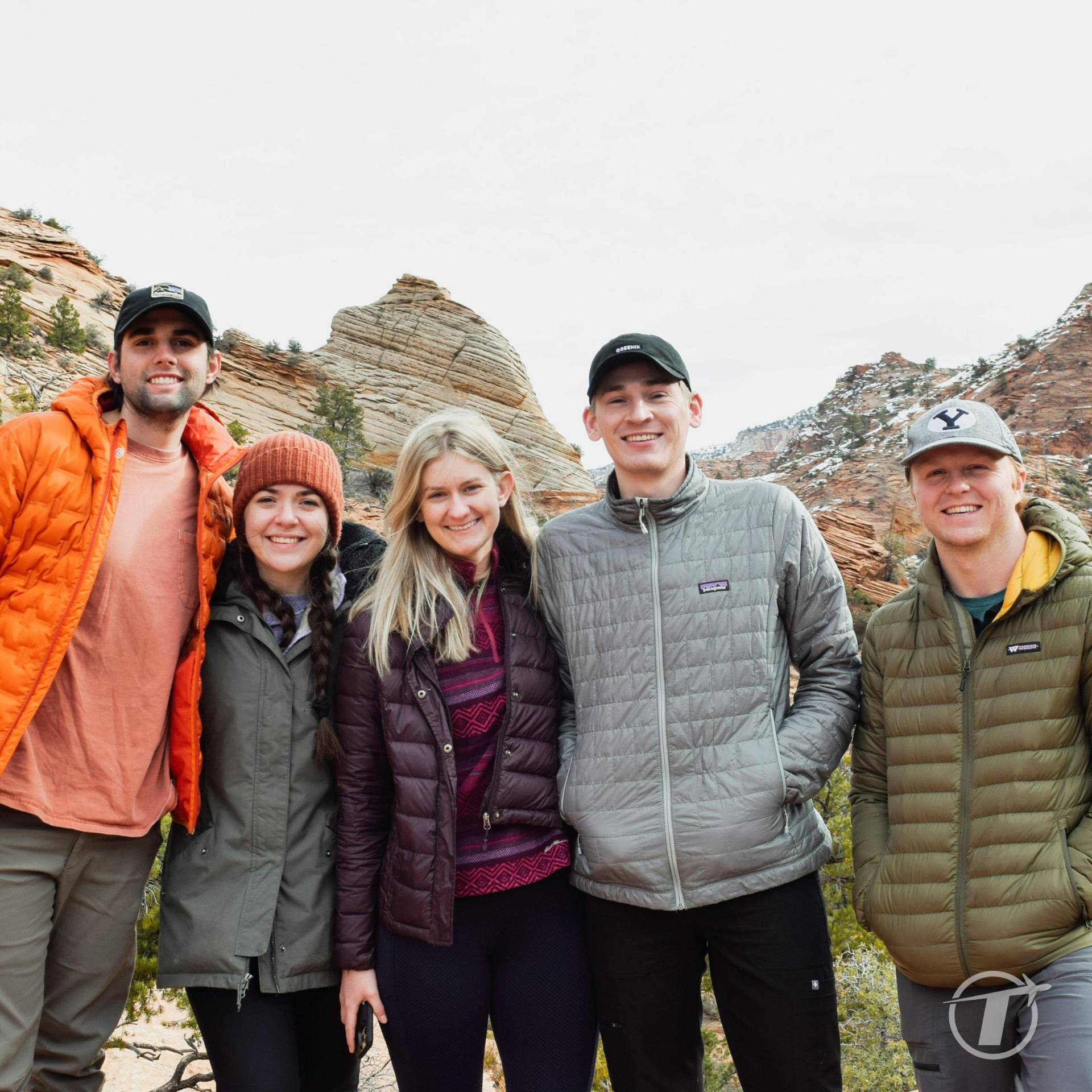 Group of Young Adult Friends Traveling Together Group of Young Adult Friends Traveling Together