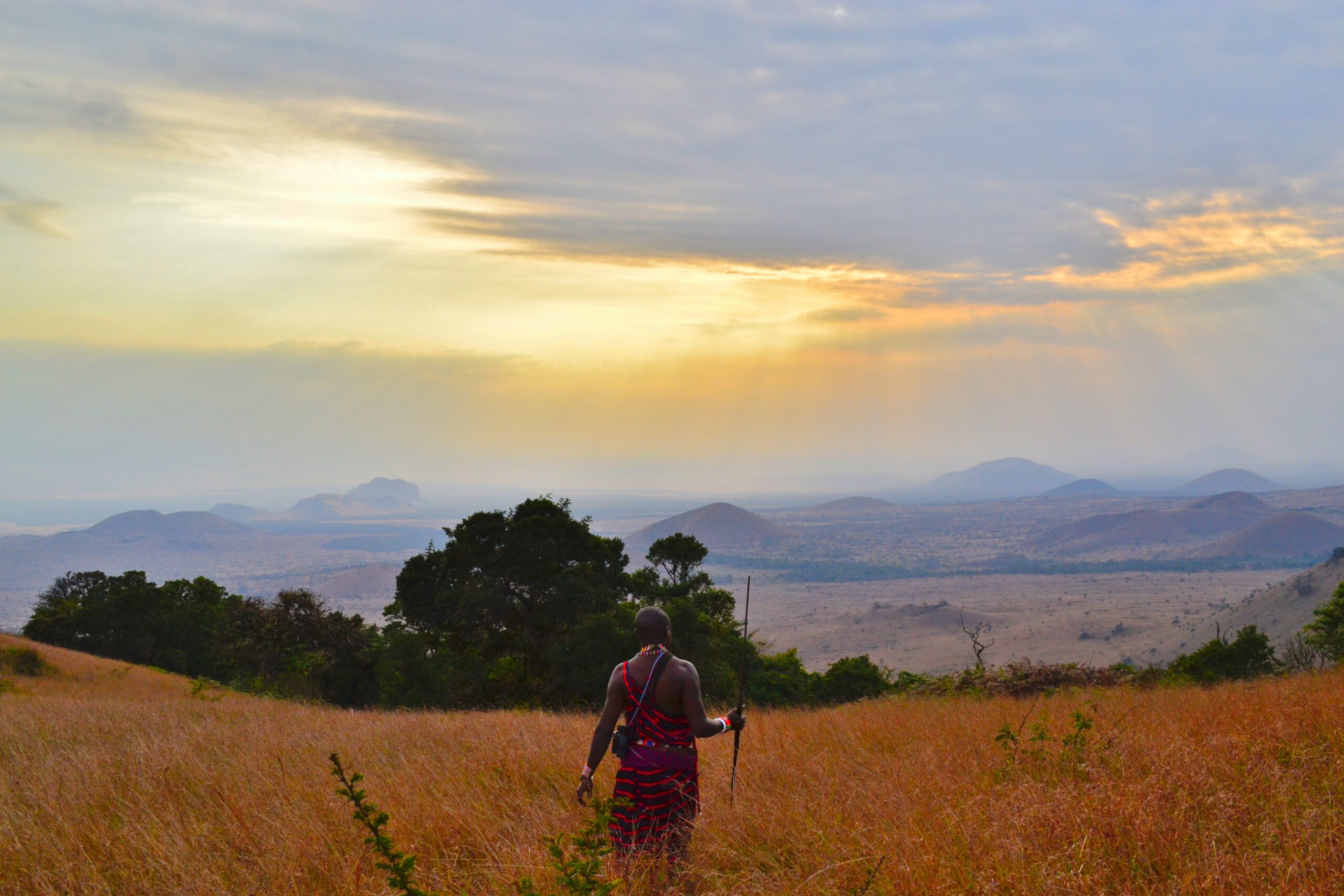 Tribal leader walking in Kenya
